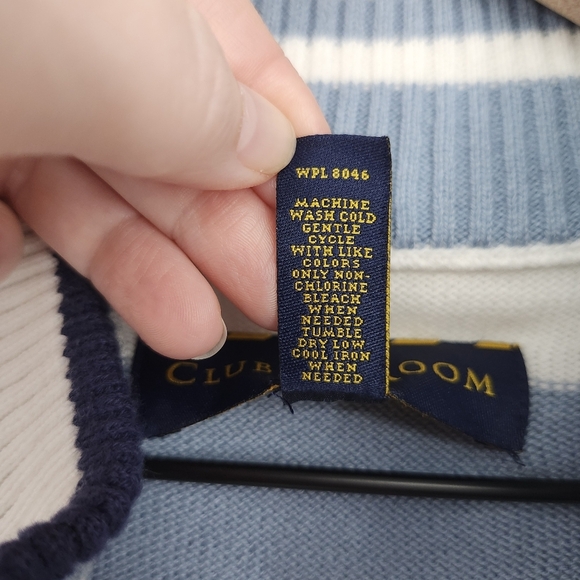 Blue Stripe Mens Full Zip Sweater Cardigan Size XXL‎ Frat Boy Prep Coastal - Picture 8 of 8